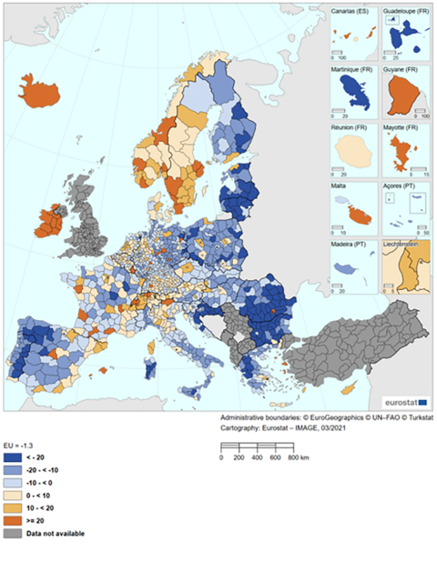 Map showing the future of regional labour markets