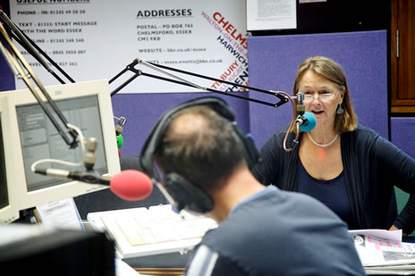 Heather Laurie being interviewed by BBC Essex